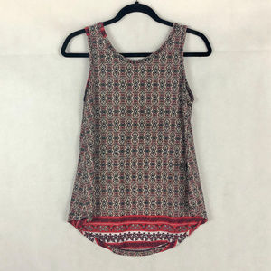 💚 Bell Shaped Red Black White Printed Tank Top, M
